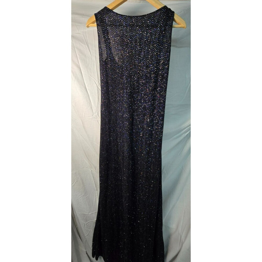 Vintage J.B.S. LTD. Women's Black Stretch Glitter Whimsygoth Maxi Dress Sz 12